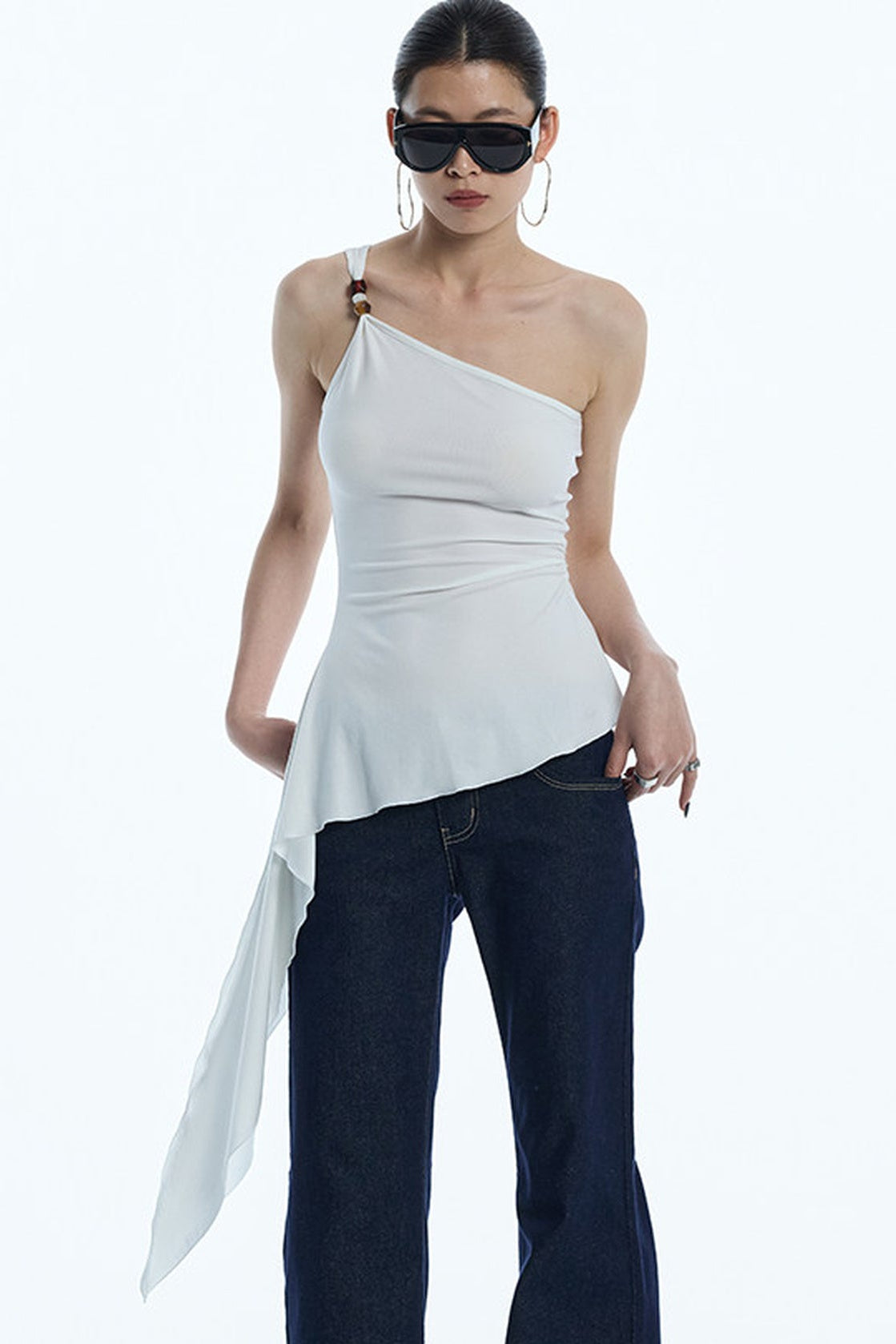 One-Shoulder Ruffled Camisole Top