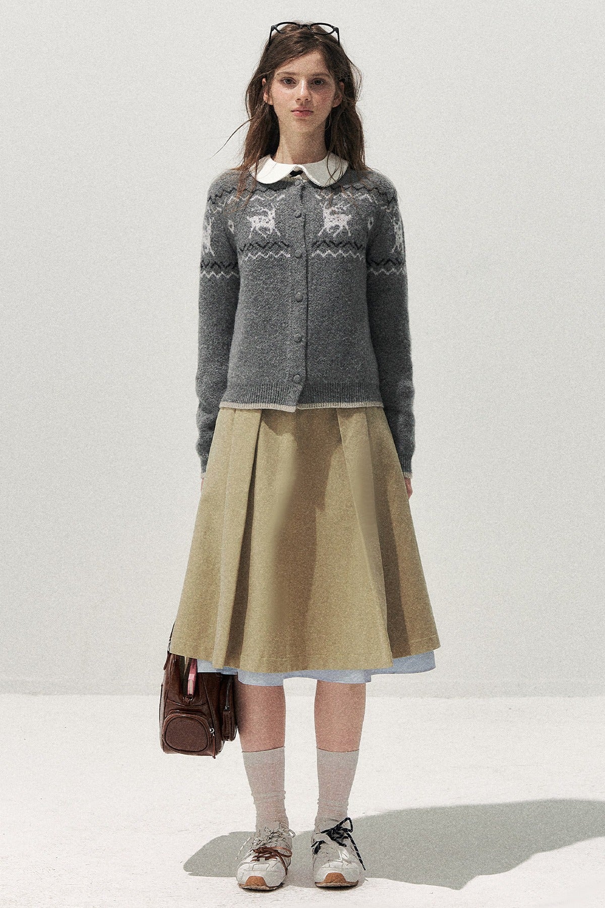 Deer Fair Isle Knit Cardigan