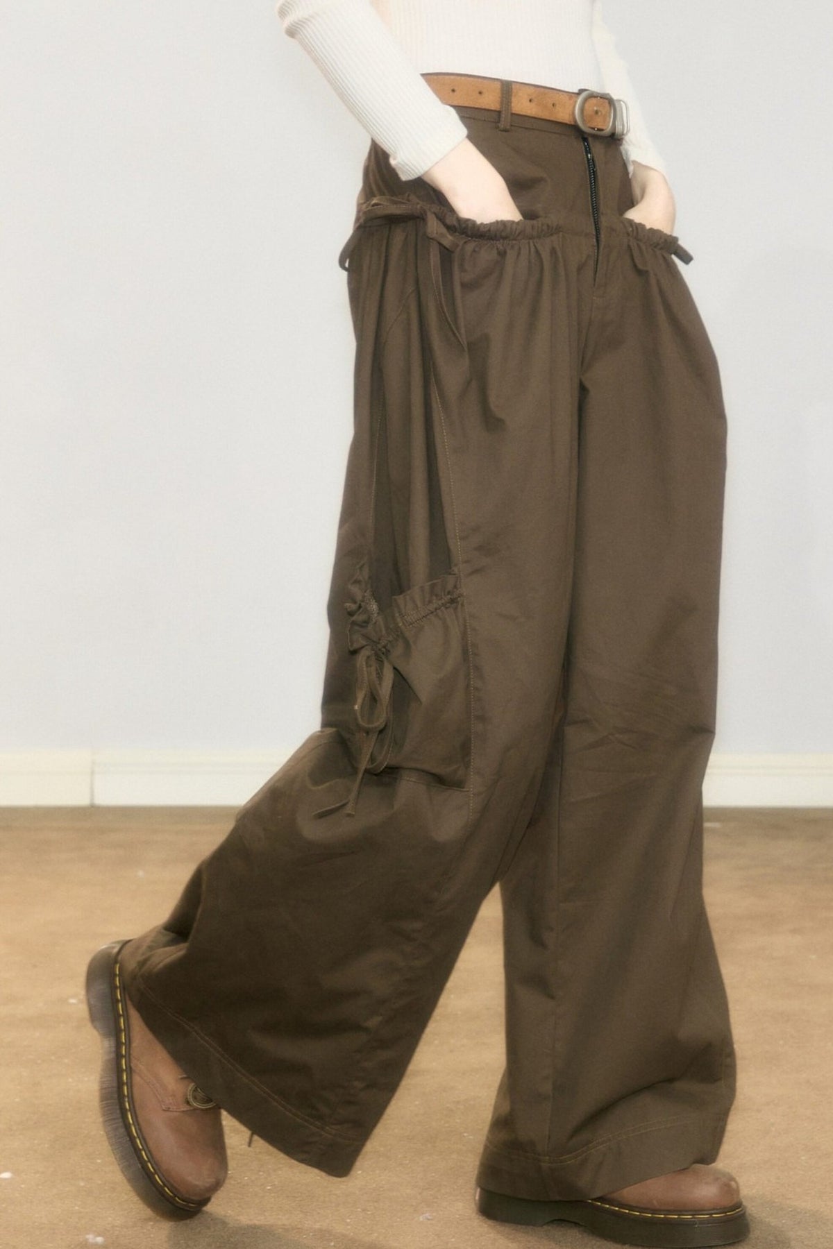 High-Waisted Pocket Workwear Wide-Leg Pants