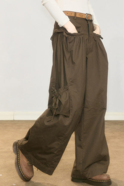 High-Waisted Pocket Workwear Wide-Leg Pants