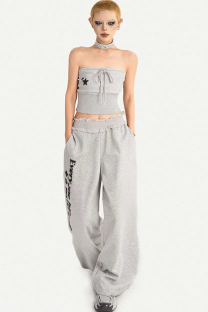 Letter Print Wide-Leg Pants