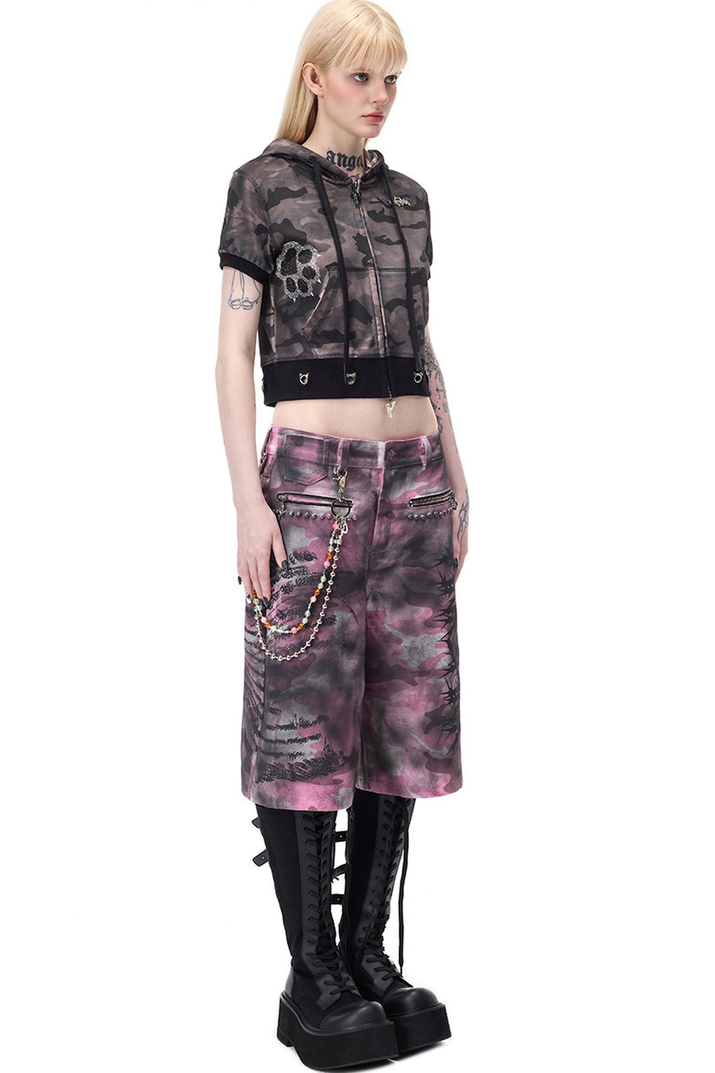 Powder Camouflage Cropped Jeans