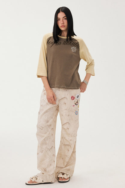 Oversized Slogan Print Raglan T-Shirt