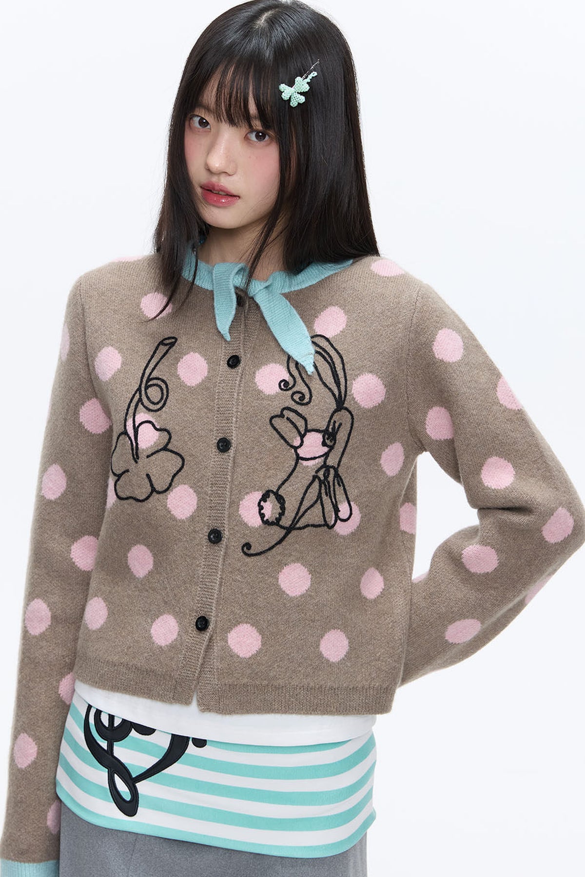 Mint Green Polka Dot Cardigan