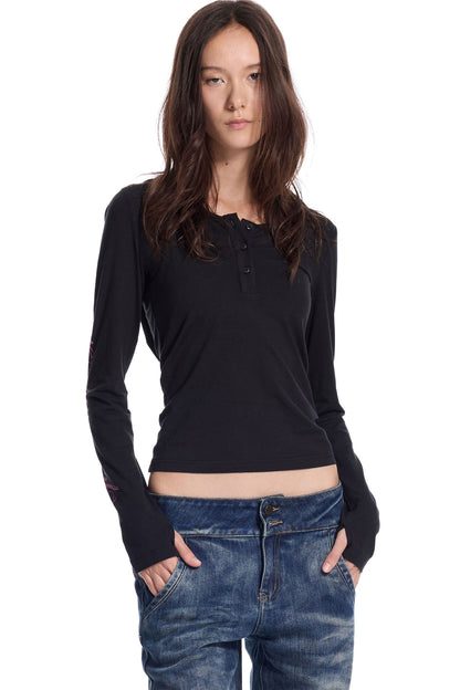 Henley Three Button Knit Top