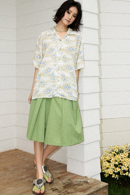 Hawaiian Contrast Print Blouse