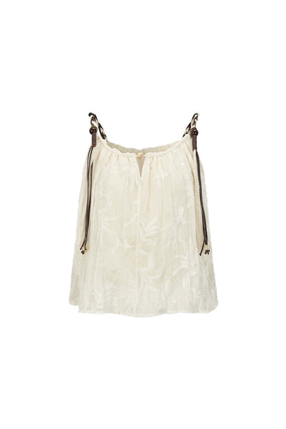 Beaded Braided Pleated Camisole Top