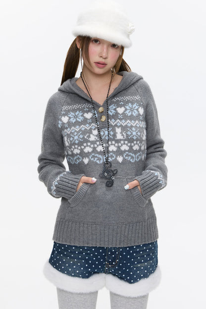 Fair Isle Knit Hoodie