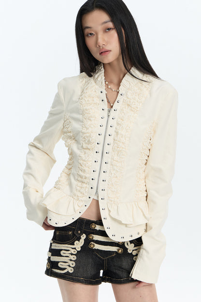 Lace Pleated Short Jacket