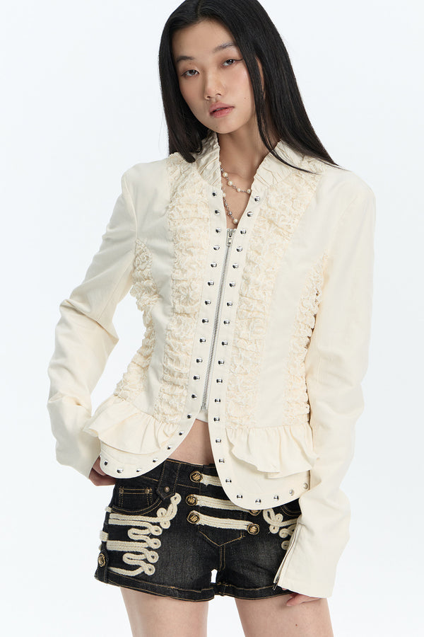 Lace Pleated Short Jacket