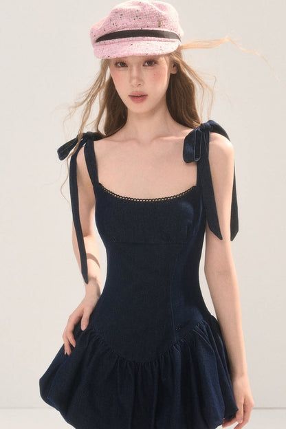 Sweet and Fashionable Puffy Denim Dress