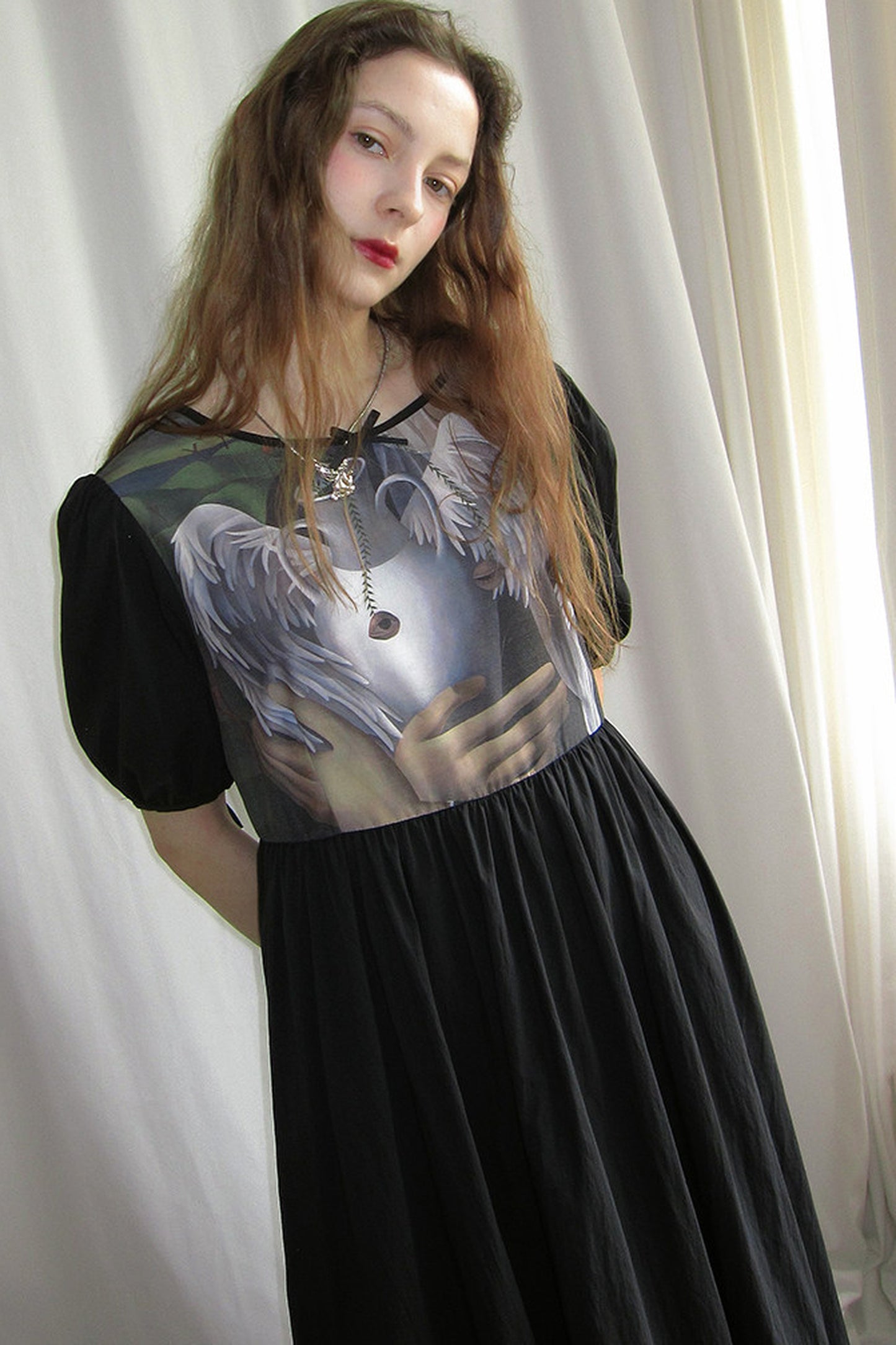 Tempera Oil Painting Print Short-Sleeved Dress