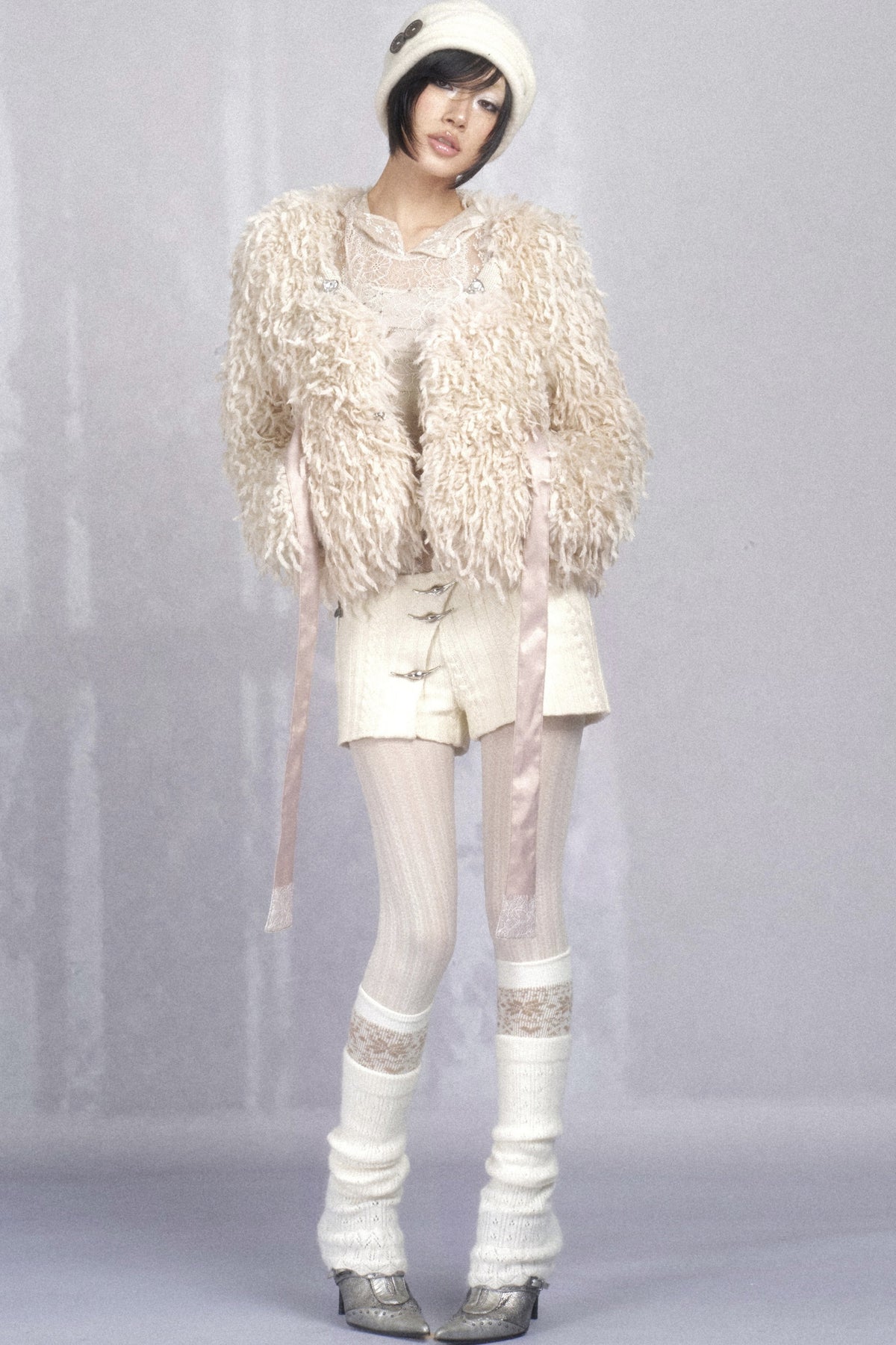 Hooded Lace Knit Patchwork Bodysuit