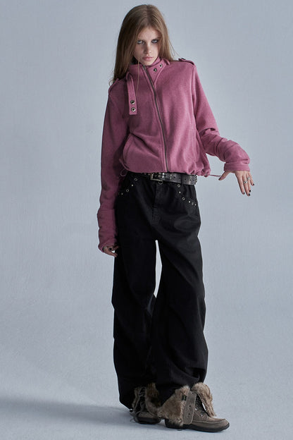Studded Camo Wide-Leg Cargo Pants