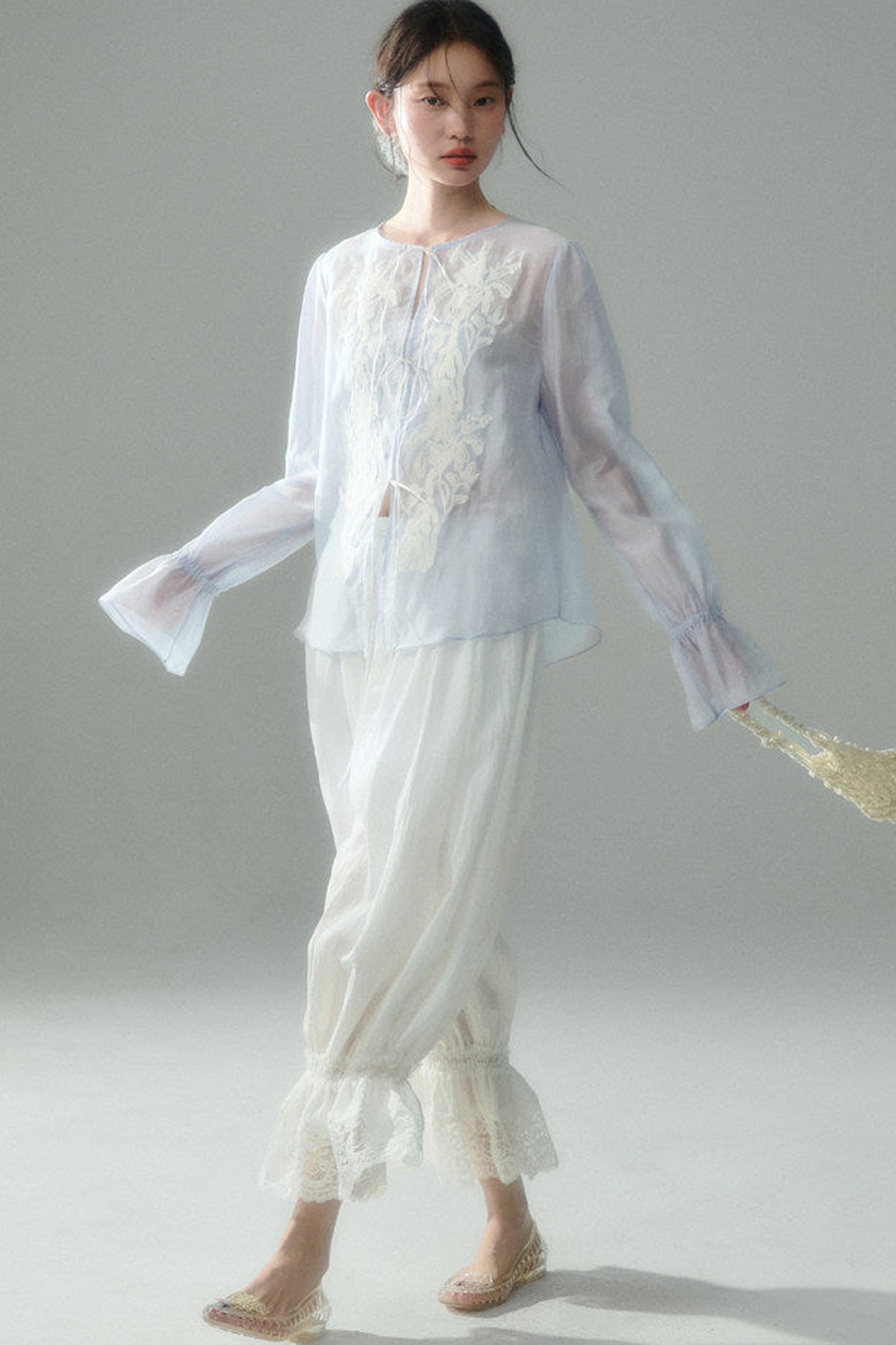 Embroidered Tencel Linen Blouse