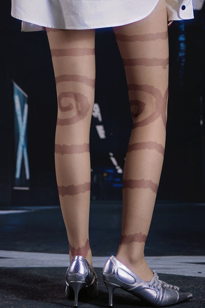 Bodystocking ultra-fin à imprimé spirale