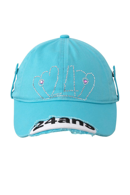 Frayed Buckle Rhinestone Duckbill Cap