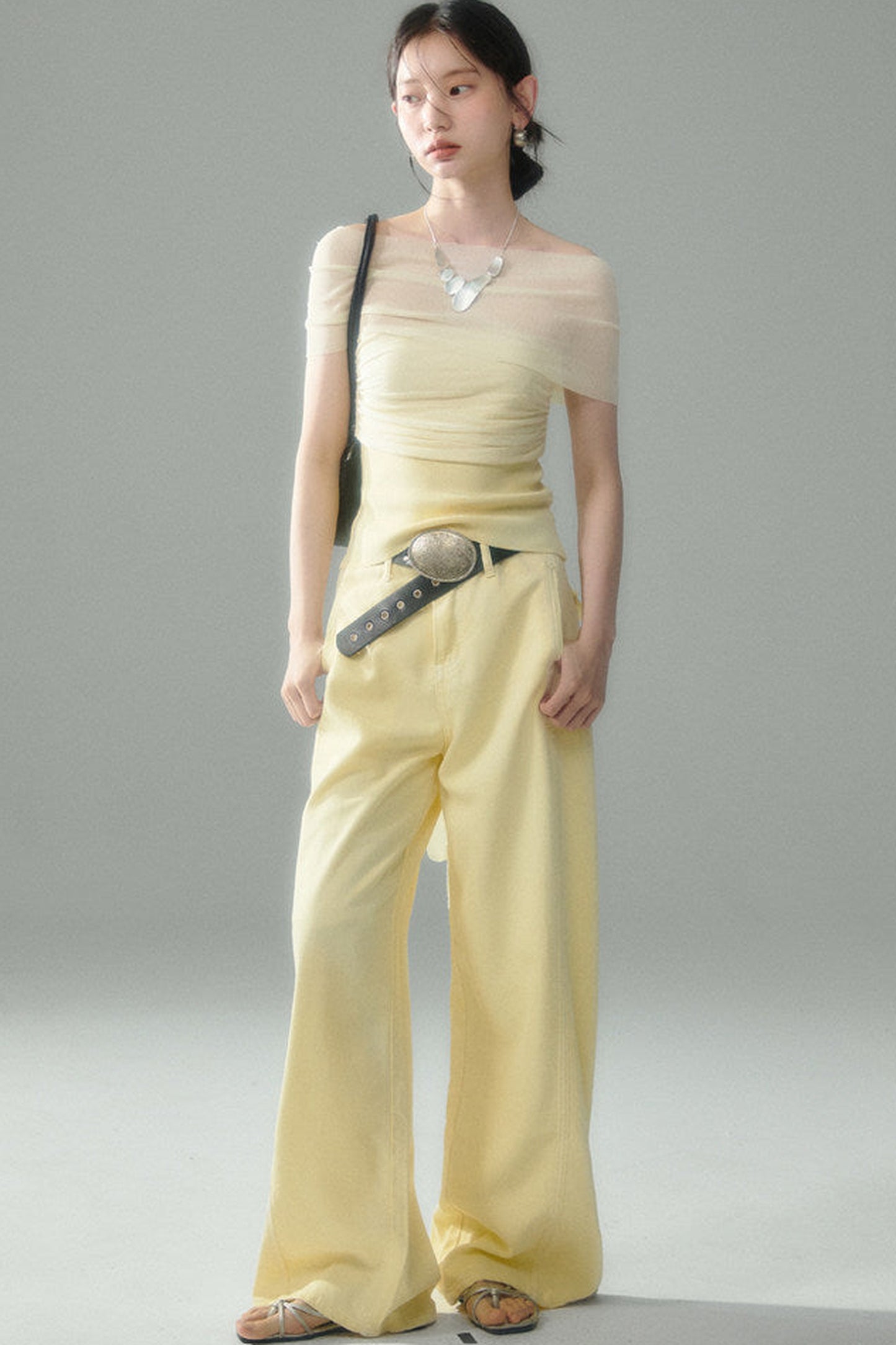 Misty Light Pleated Tulle Blouse Set