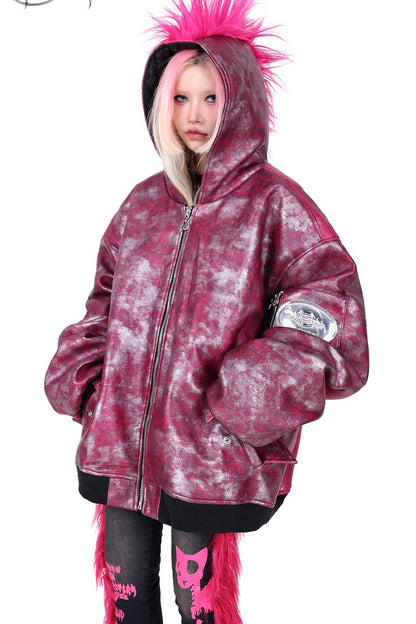 Oversized Acid Wash Bomber Jacket