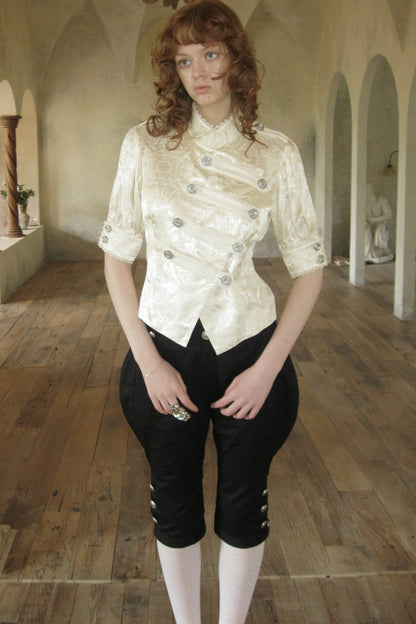 Lace Trim Double Breasted Shirt