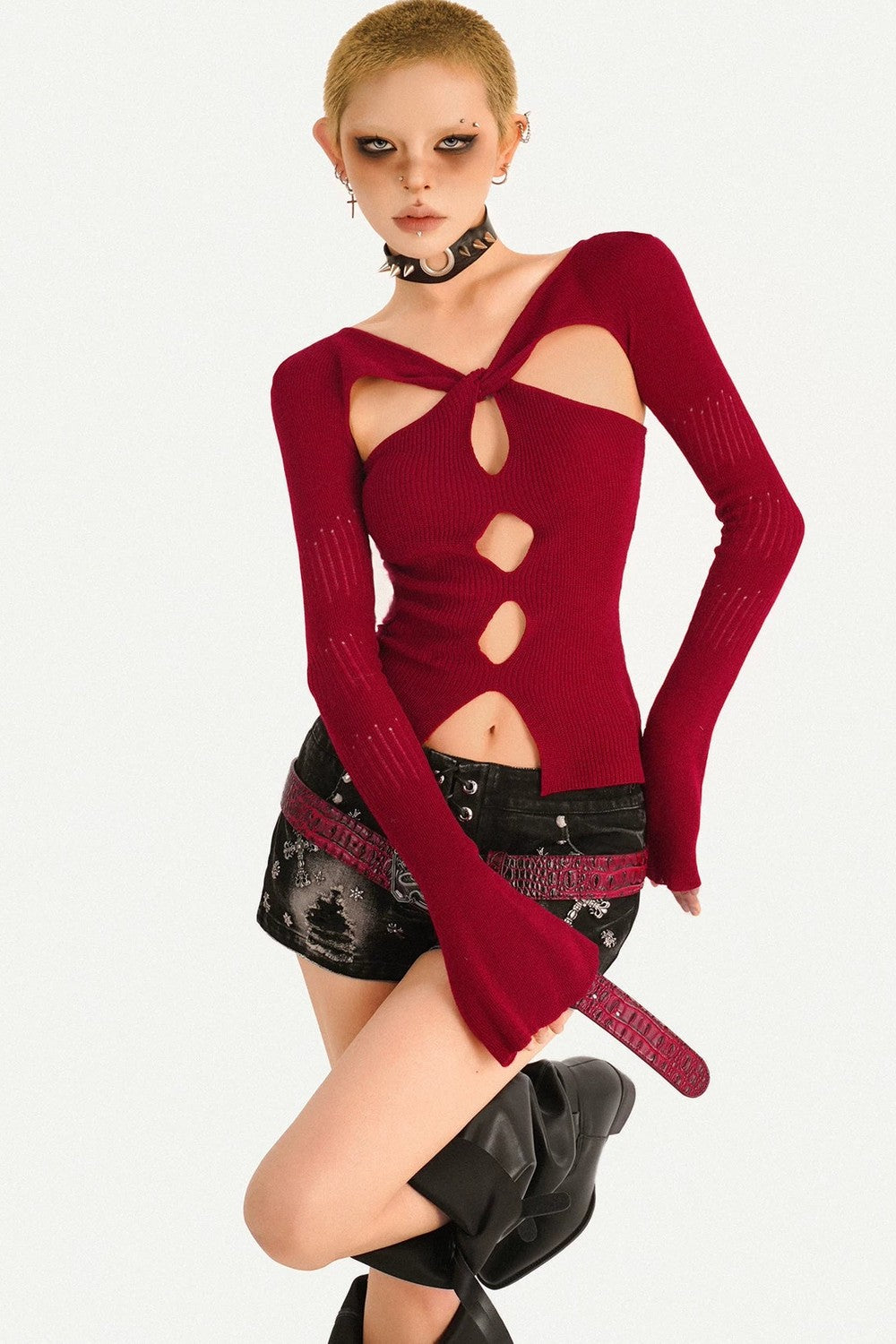 Twisted Hollow Knit Sweater