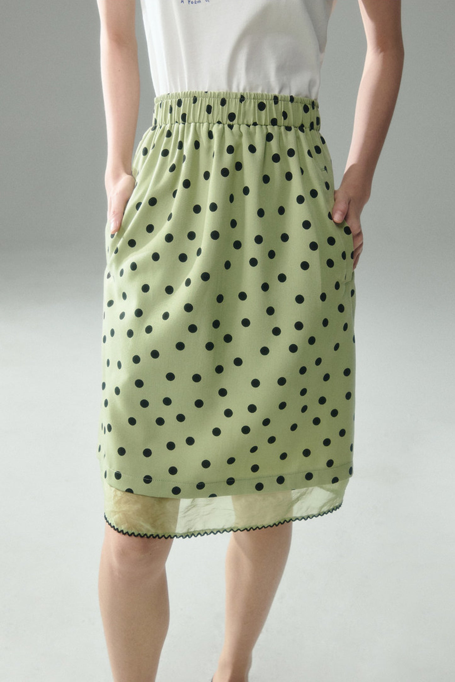 Green Polka Dot Mesh Skirt