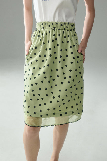 Green Polka Dot Mesh Skirt
