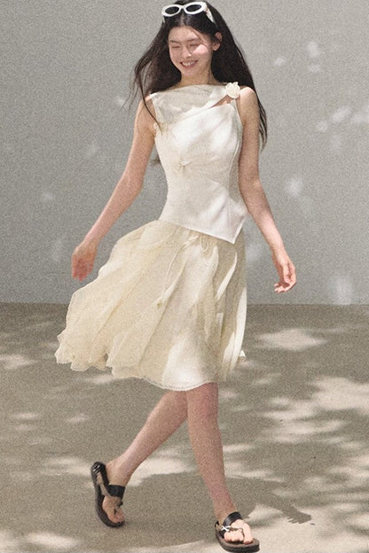 One-Shoulder Lyocell Wool Camisole