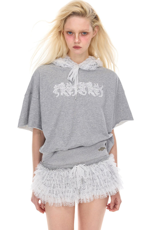 Lace Collar Hoodie T-Shirt