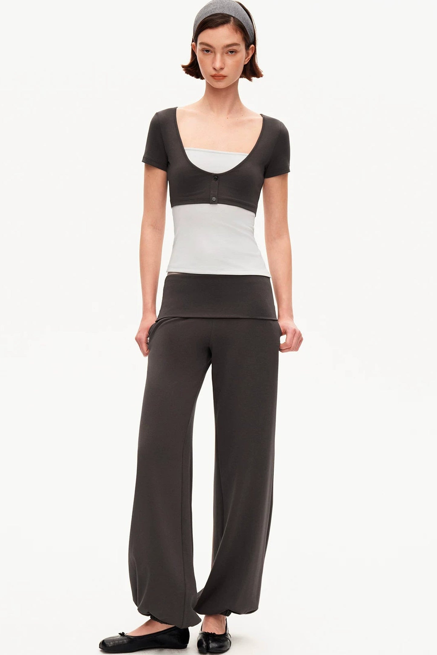 Color-Blocked High-Waisted Jogger Set-Up