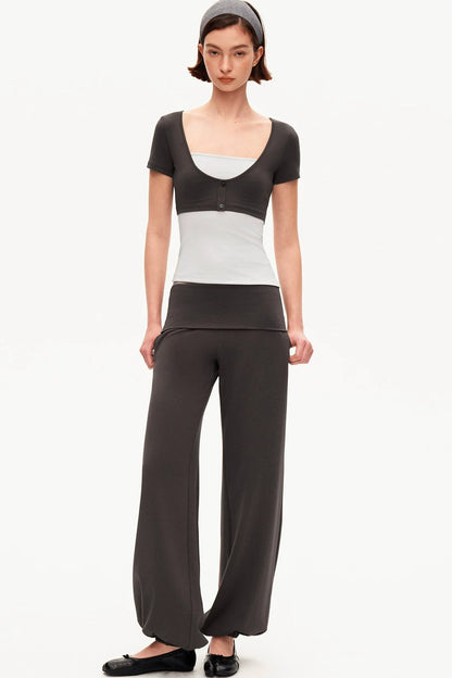 Color-Blocked High-Waisted Jogger Set-Up