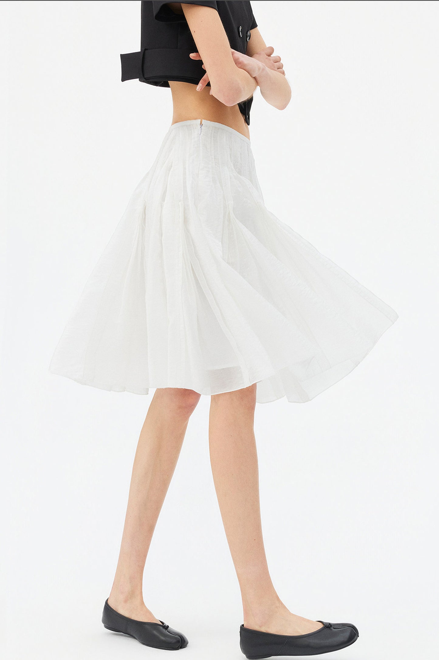 Tencel Pleated A-Line Skirt