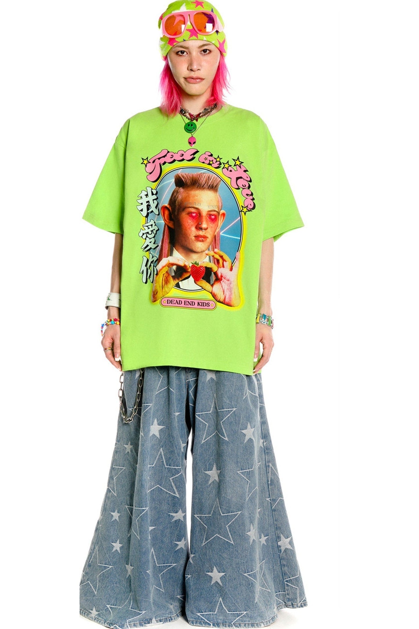 I Love You Text Print Loose Blouse