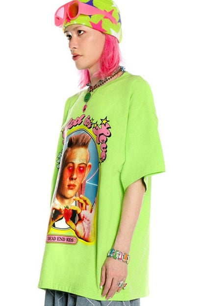 I Love You Text Print Loose Blouse