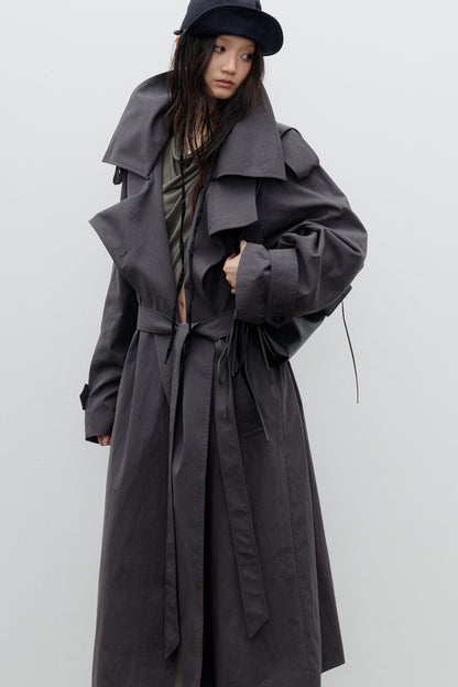 Double-Layer Long Silhouette Trench Coat