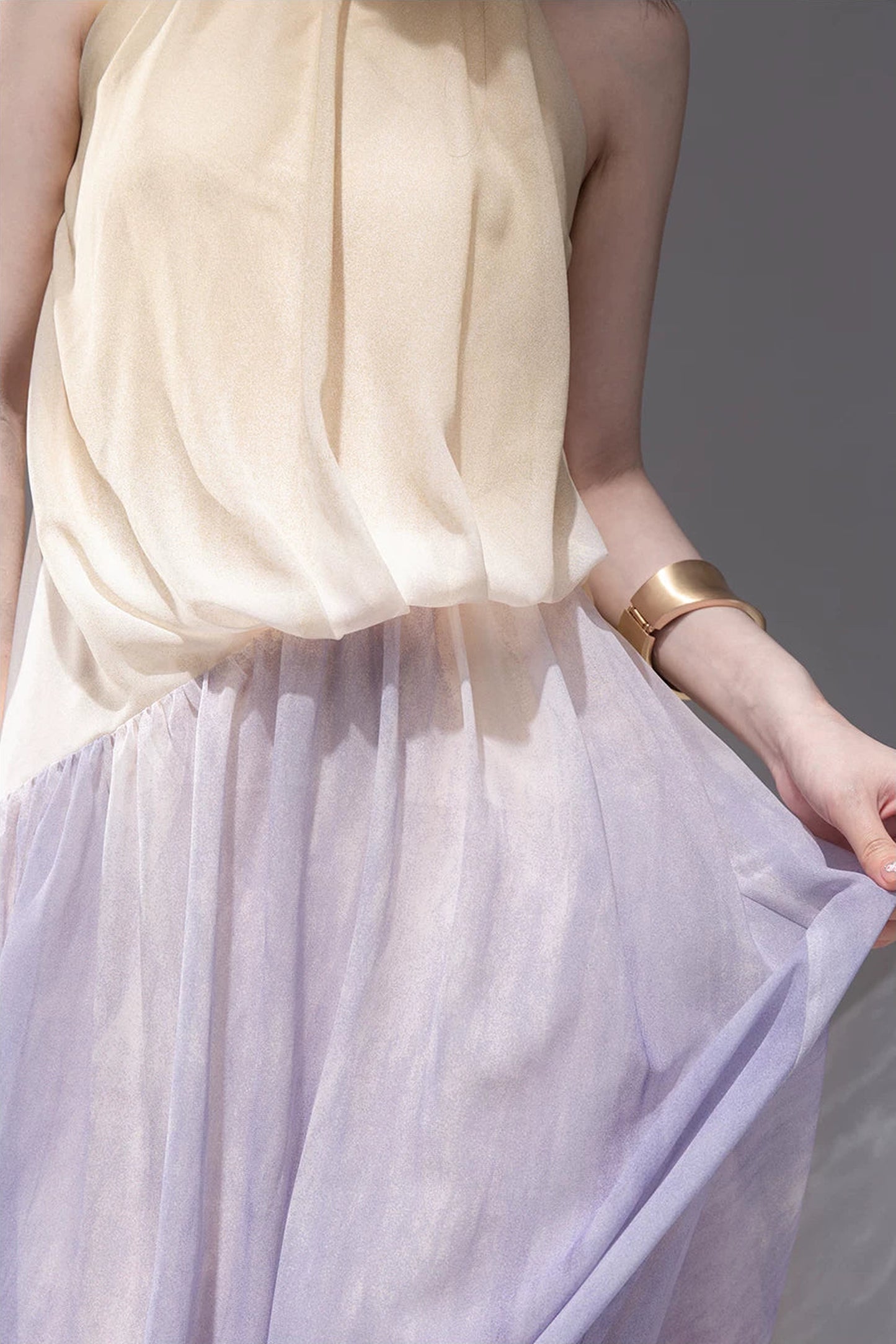 Gradient Sunset Halter Dress