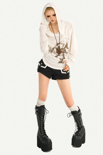 Wasteland Style Hooded Long Sleeve T-Shirt
