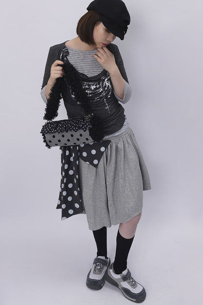 Polka Dot Ruffled Cylinder Bag