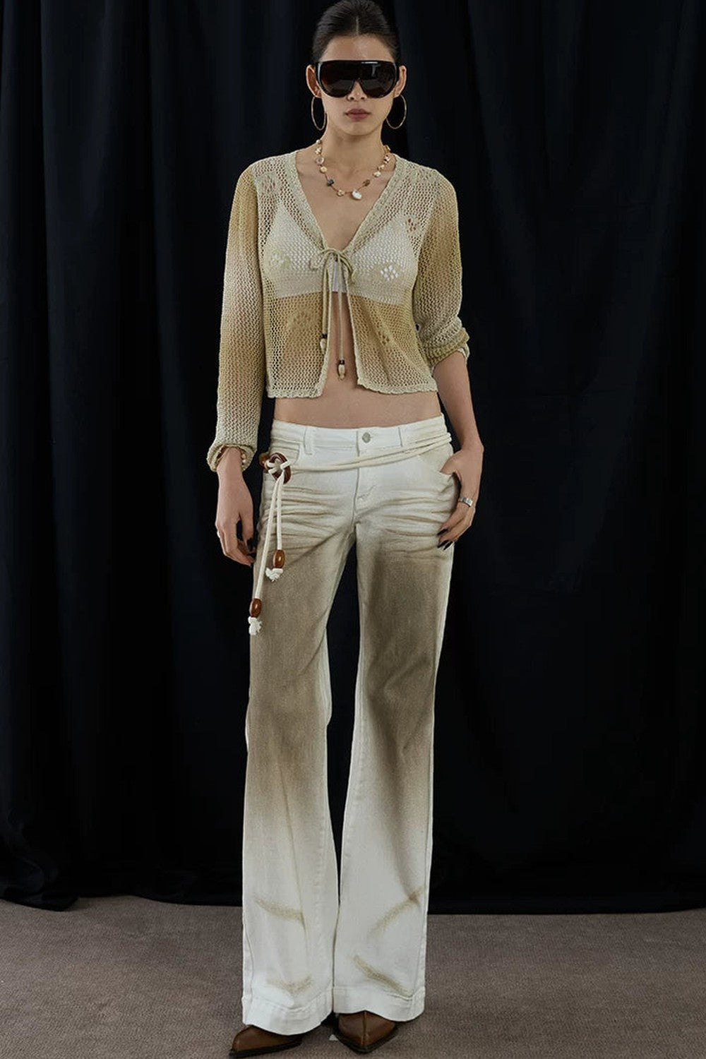 Cardigan romantico retrò floreale traforato