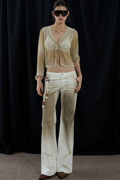Cardigan romantico retrò floreale traforato