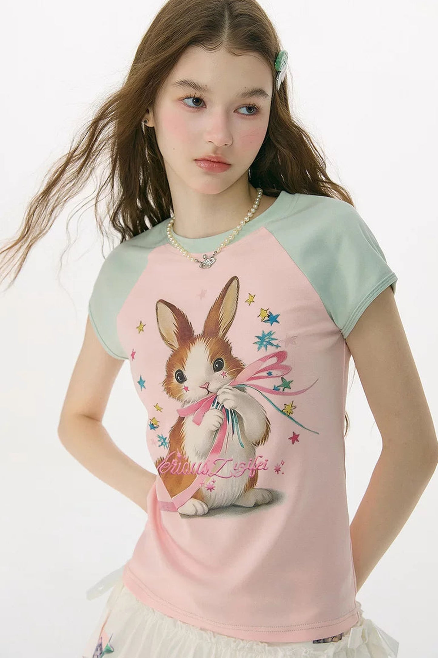 Retro Rabbit Print Top