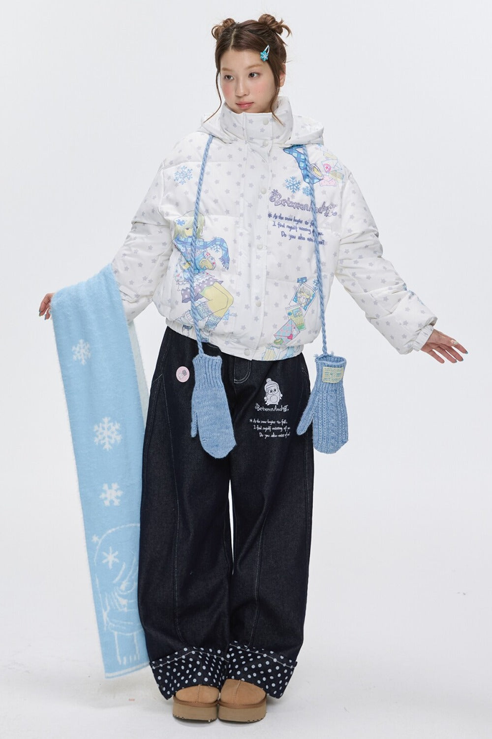 Star Polka Dot Hooded Down Jacket