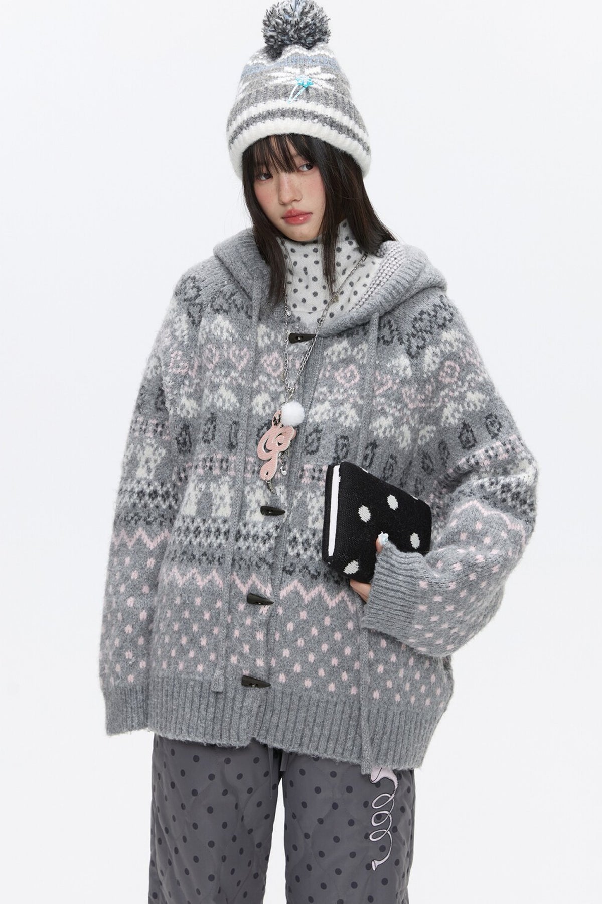 Fair Isle Duffle Button Cardigan