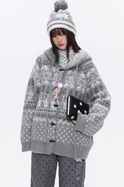 Fair Isle Duffle Button Cardigan