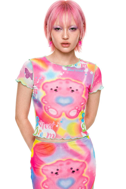 Dopamine Rainbow Mesh Dress