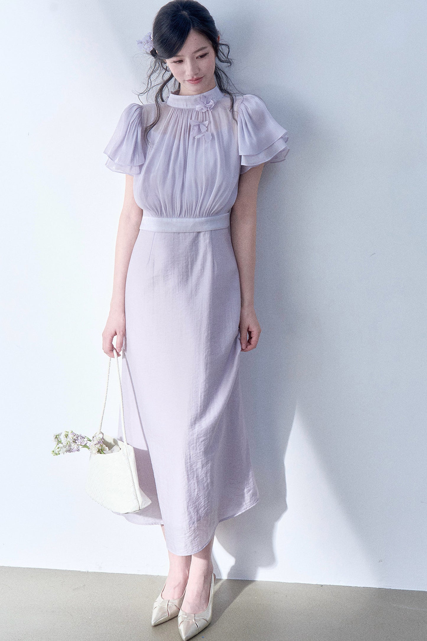Floral Petal Flutter Sleeve Top Set-Up