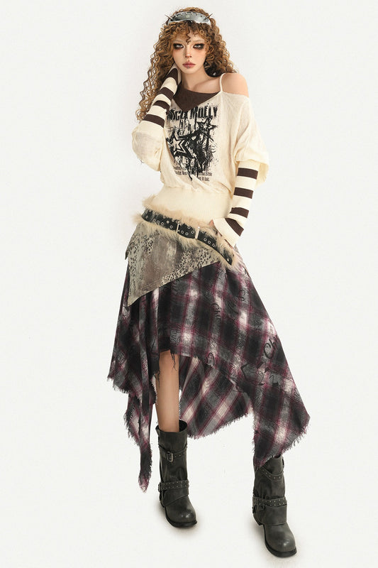 Off-Shoulder Knit Top and Skirt Set-Up