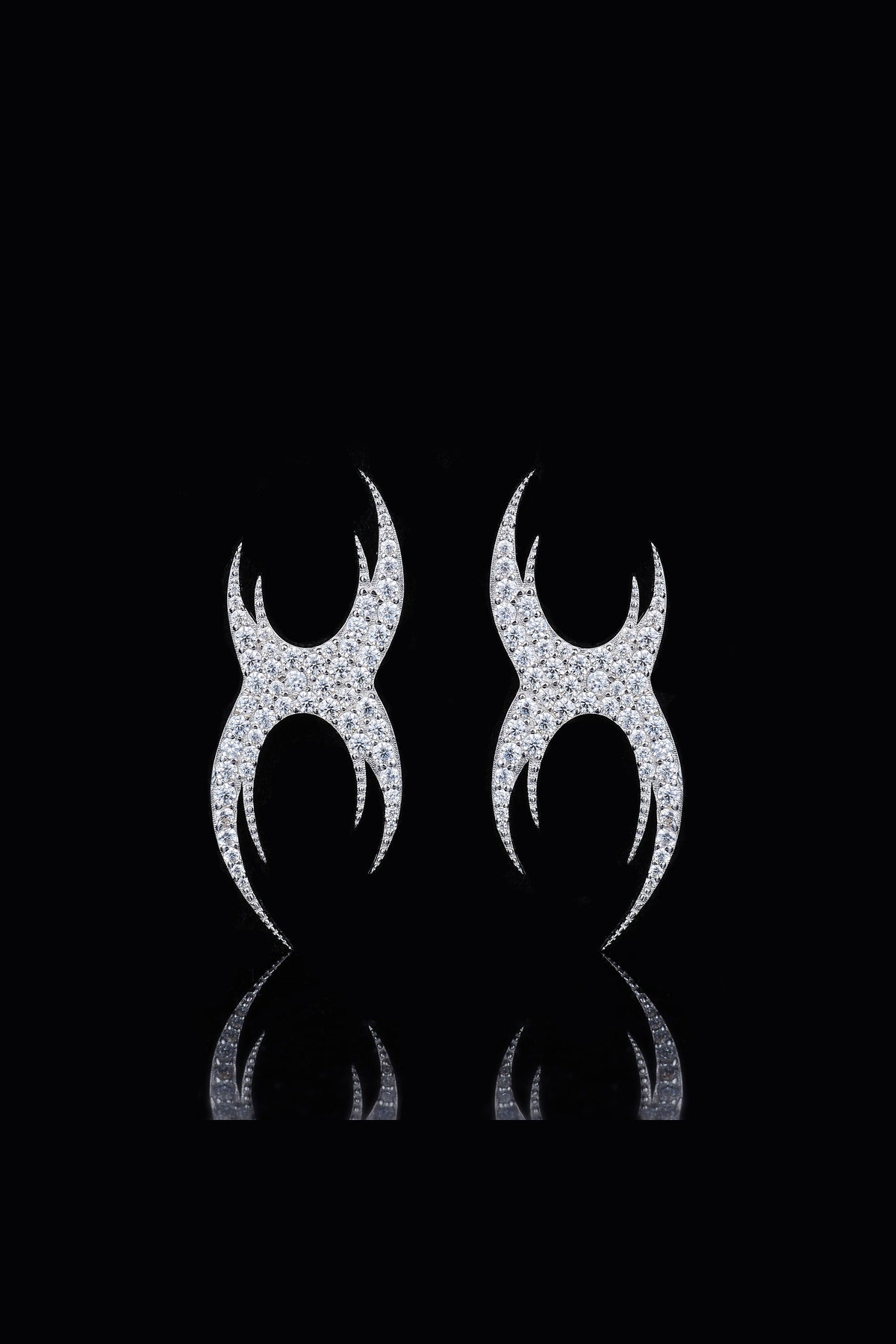 Irregular Diamond Inlaid Silver Studs