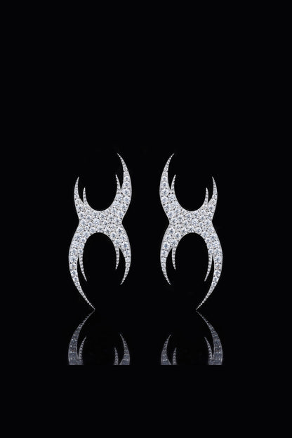 Irregular Diamond Inlaid Silver Studs