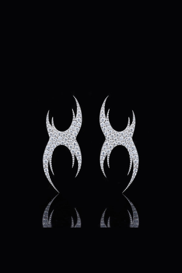 Irregular Diamond Inlaid Silver Studs